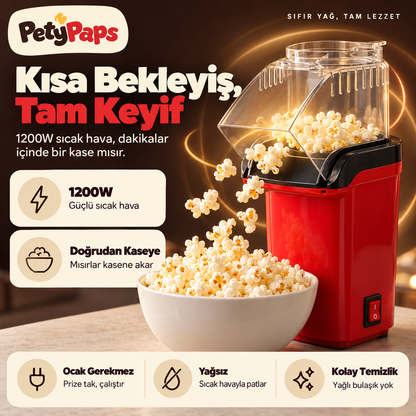 PetyPaps Yağsız Patlamış Mısır Makinesi