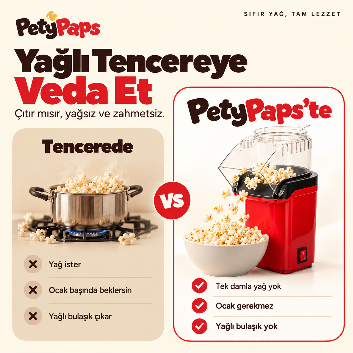 PetyPaps Yağsız Patlamış Mısır Makinesi